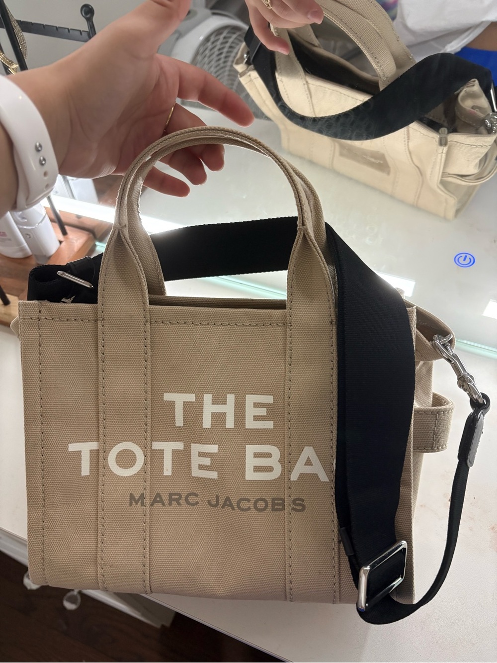 Marc Jacobs The Small Traveler Tote Bag Beige & Black Like New